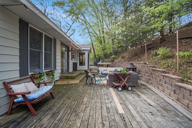 1848 Forest Park Rd, Norton Shores, MI 49441 - wooden terrace featuring an outdoor living space