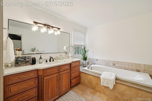 678 Twin Oaks Ct, Rochester Hills, MI 48307 - full bath featuring vanity, a bath, and tile patterned floors