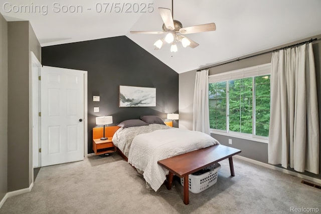 678 Twin Oaks Ct, Rochester Hills, MI 48307 - carpeted bedroom featuring vaulted ceiling and a ceiling fan