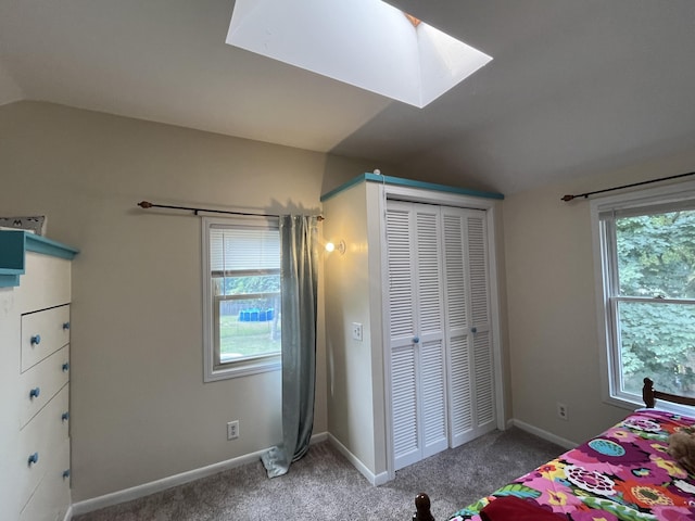 3925 Miramar Ave NE, Grand Rapids, MI 49525 - bedroom with lofted ceiling, a skylight, carpet flooring, and a closet