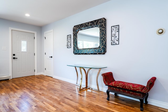 6828 First Ave, Coloma, MI 49038 - foyer with wood finished floors, healthy amount of natural light, recessed lighting, and baseboard heating