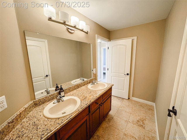 15330 Prentice Ct, Macomb, MI 48042 - full bathroom with double vanity and baseboards