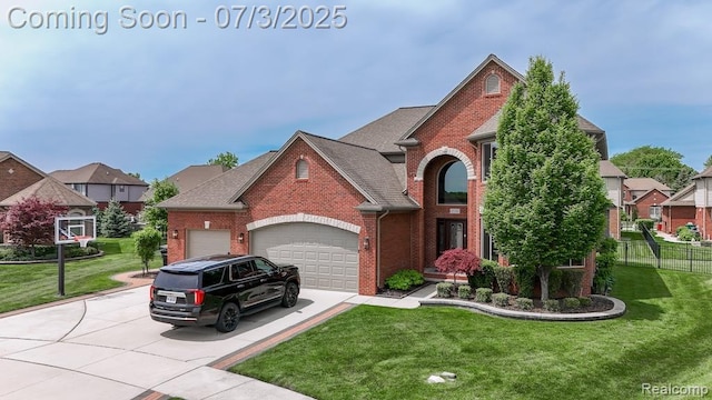 15330 Prentice Ct, Macomb, MI 48042 - traditional home with brick siding, an attached garage, driveway, and a shingled roof