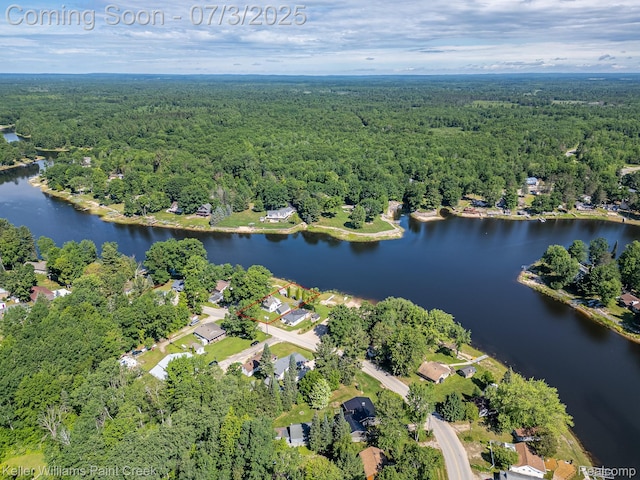 1379 Sioux St, Gladwin, MI 48624 - aerial overview of property's location with a forest and a large body of water