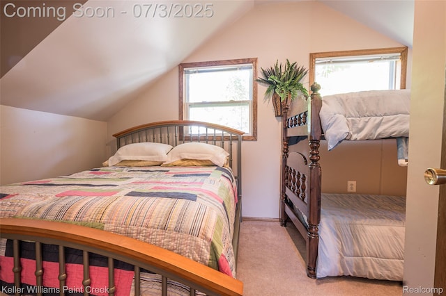 1379 Sioux St, Gladwin, MI 48624 - bedroom featuring carpet and lofted ceiling