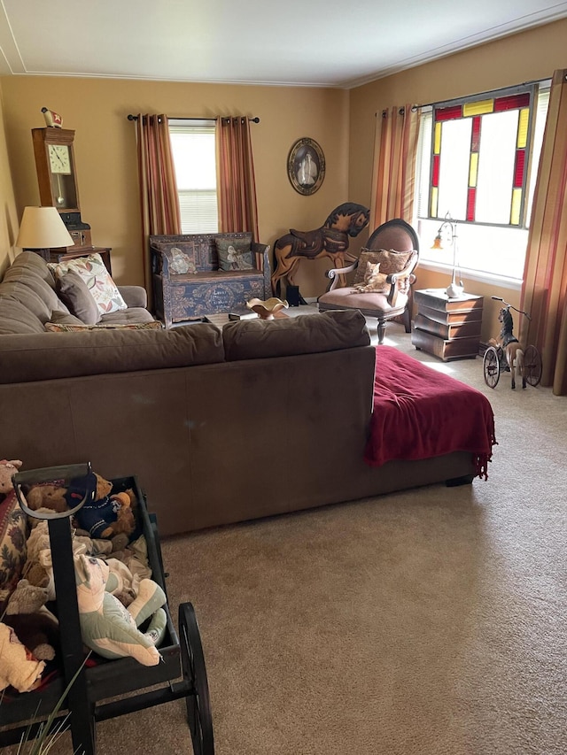 8441 Homerich Ave, Byron Center, MI 49315 - living area with carpet flooring and crown molding