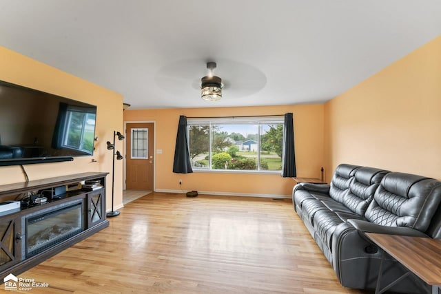 6494 W Coldwater Rd, Flushing, MI 48433 - living room featuring light wood-type flooring and ceiling fan