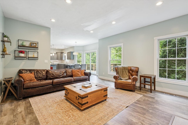 7987 36th St SE, Ada, MI 49301 - living area featuring wood finished floors and recessed lighting