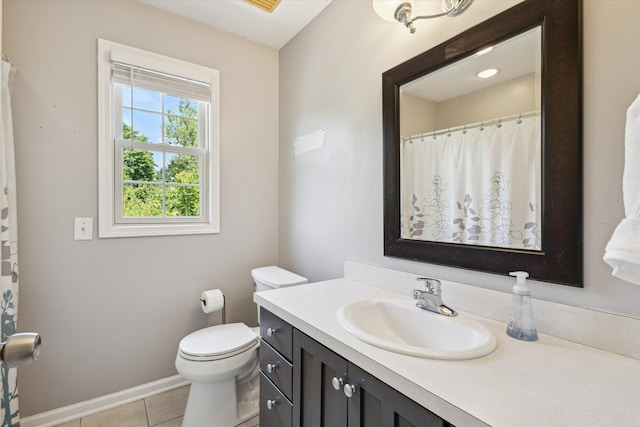 7987 36th St SE, Ada, MI 49301 - full bath featuring vanity, tile patterned floors, and curtained shower