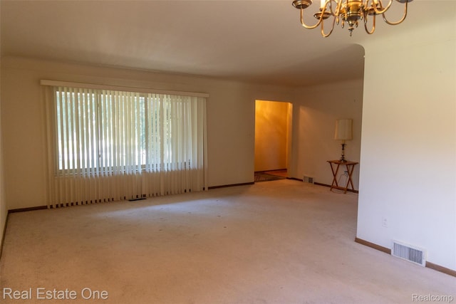 25640 Grand Concourse St, Southfield, MI 48075 - unfurnished room featuring a chandelier and carpet floors