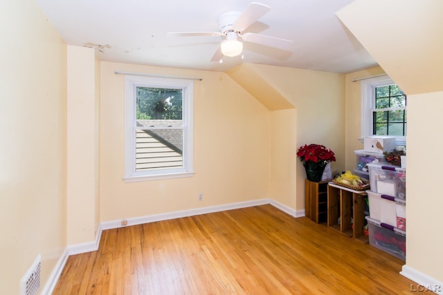 407 Flowerdale St, Ferndale, MI 48220 - bonus room with wood-type flooring, a ceiling fan, and vaulted ceiling