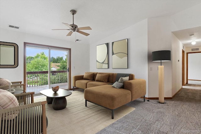 45833 Wildrye Ct, Van Buren, MI 48111 - carpeted living room featuring a ceiling fan and baseboards