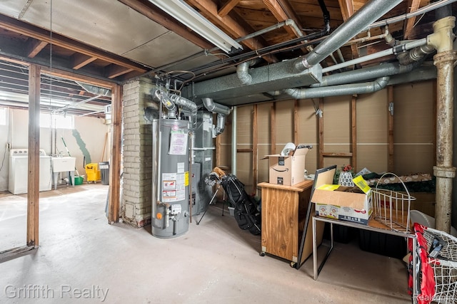 2001 Brockton Ave, Royal Oak, MI 48067 - basement featuring water heater and washer and clothes dryer