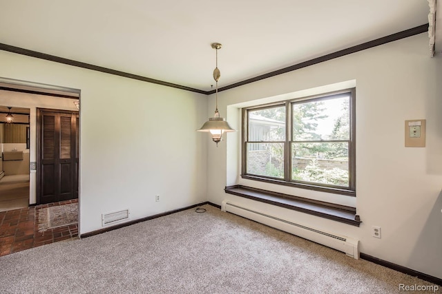6674 Balmoral Ter, Clarkston, MI 48346 - carpeted empty room with baseboard heating and crown molding