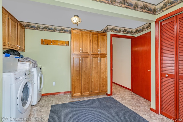 699 W Cherry Creek Rd, Mio, MI 48647 - washroom featuring cabinet space and washing machine and dryer