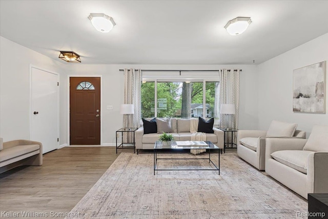 22281 Poinciana St, Southfield, MI 48033 - living area featuring wood finished floors and baseboards