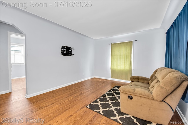 2133 Bailey St, Dearborn, MI 48124 - living room featuring wood finished floors and arched walkways