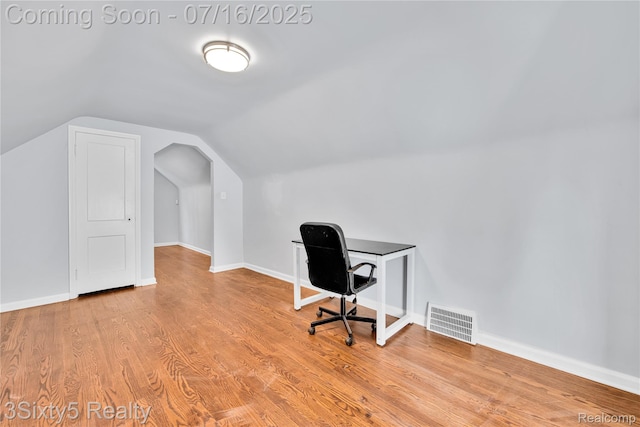 2133 Bailey St, Dearborn, MI 48124 - unfurnished office featuring wood finished floors and vaulted ceiling