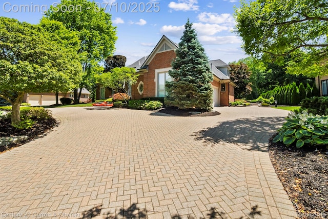 18878 Oak Leaf Ln, Northville, MI 48168 - view of front of house with curved driveway and brick siding