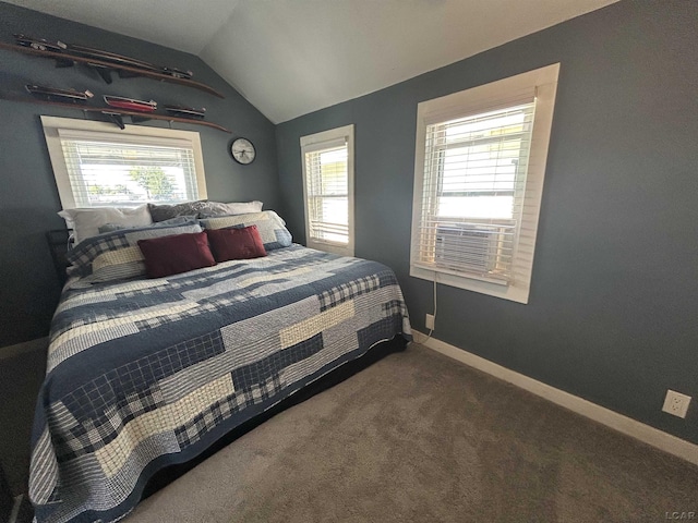 2907 W Ferndale Dr, Manitou Beach, MI 49253 - carpeted bedroom featuring vaulted ceiling and cooling unit