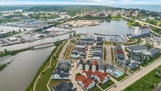 273 Waters Edge Dr, Saint Joseph, MI 49085 - aerial view of property and surrounding area with a large body of water and a notable bridge