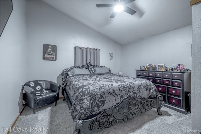 6123 Lapeer Rd, Burton, MI 48509 - carpeted bedroom with lofted ceiling and ceiling fan