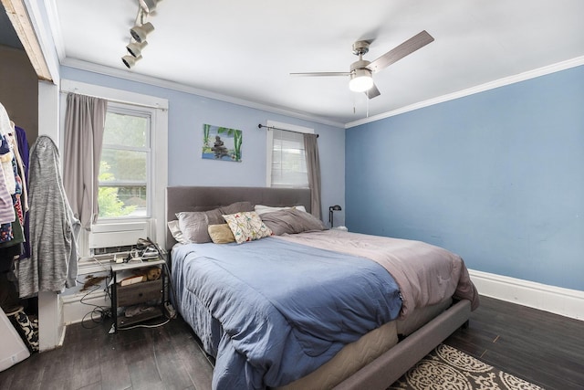 1607 Center Ave NE, Grand Rapids, MI 49505 - bedroom with wood finished floors, ornamental molding, track lighting, and ceiling fan