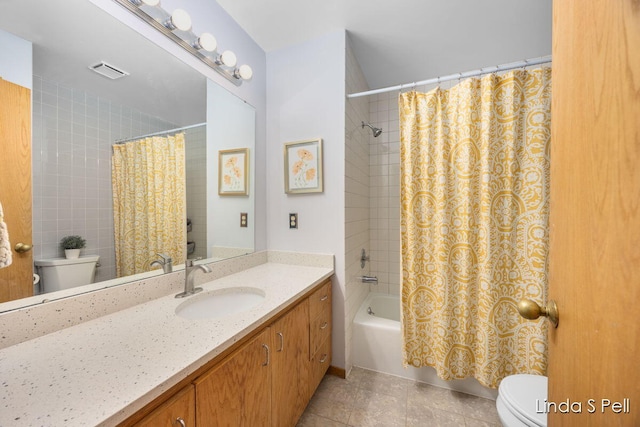 6636 E Riverwoods Ct NE, Rockford, MI 49341 - full bath with vanity, shower / tub combo with curtain, and tile patterned flooring