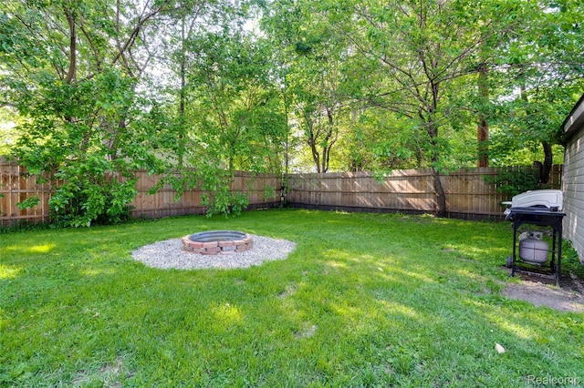 1217 E Madge Ave, Hazel Park, MI 48030 - fenced backyard with an outdoor fire pit