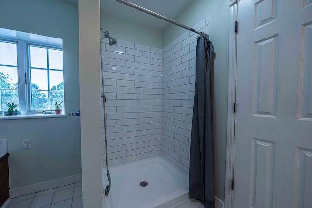 4433 Elm St, New Era, MI 49446 - full bath with a shower stall, tile patterned flooring, and vanity