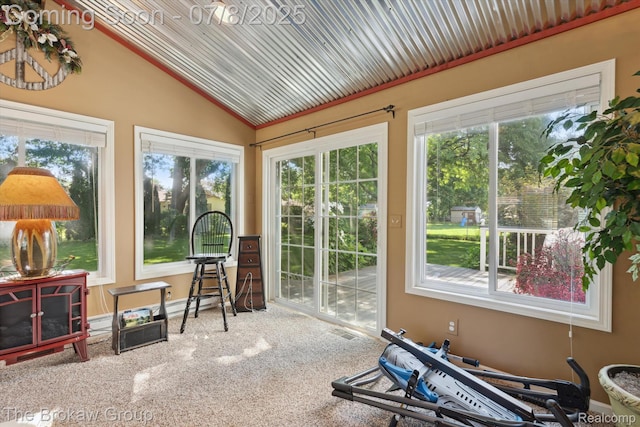 2210 Old Hickory Blvd, Davison, MI 48423 - sunroom / solarium featuring lofted ceiling and carpet floors