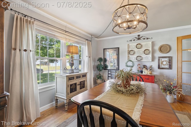 2210 Old Hickory Blvd, Davison, MI 48423 - dining space with crown molding, a chandelier, and light wood finished floors