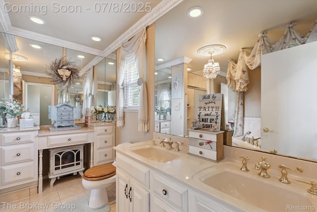 2210 Old Hickory Blvd, Davison, MI 48423 - bathroom featuring double vanity, tile patterned flooring, and recessed lighting