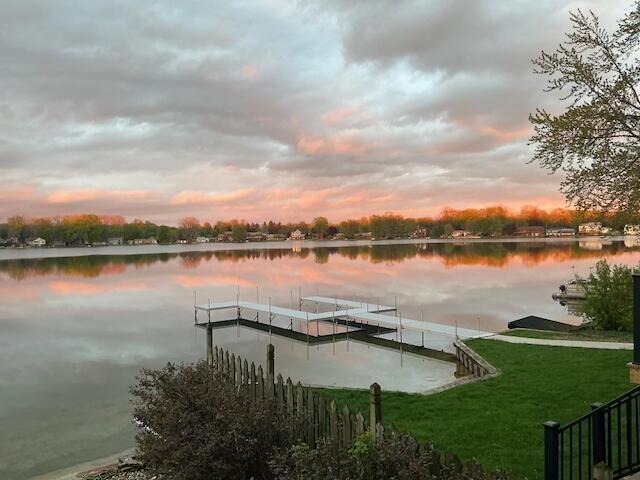 296 Lyon Lake Rd, Marshall, MI 49068 - dock featuring a water view and a yard