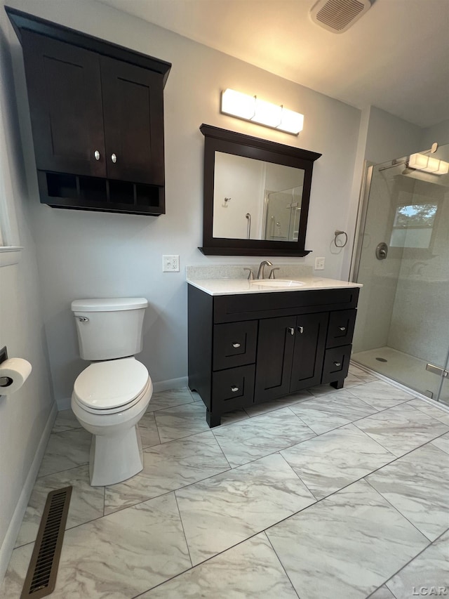 2244 Shannon Dr, Adrian, MI 49221 - full bath featuring marble look tile flooring, vanity, and a stall shower