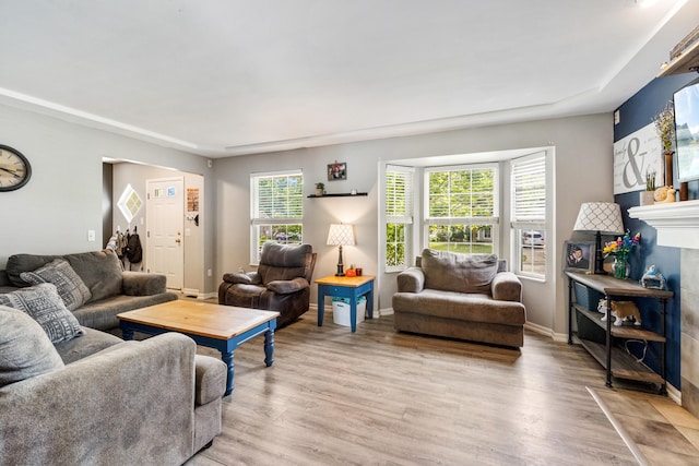 127 Ridgeview Ct, Grass Lake, MI 49240 - living area featuring light wood-style floors and a tile fireplace