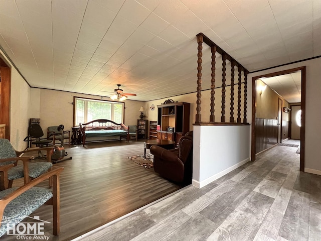 4949 S Iva Rd, Merrill, MI 48637 - living area featuring a ceiling fan and wood finished floors