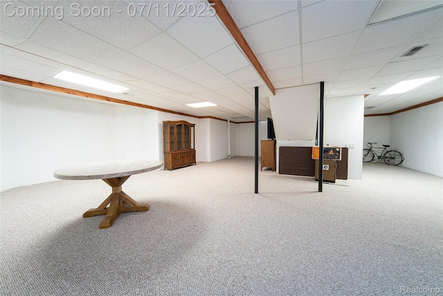 24145 Windridge Ln, Novi, MI 48374 - finished below grade area featuring carpet and a drop ceiling