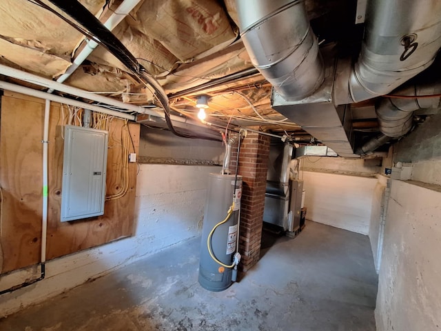 7 Hewitt St, Quincy, MI 49082 - unfinished below grade area featuring gas water heater and electric panel