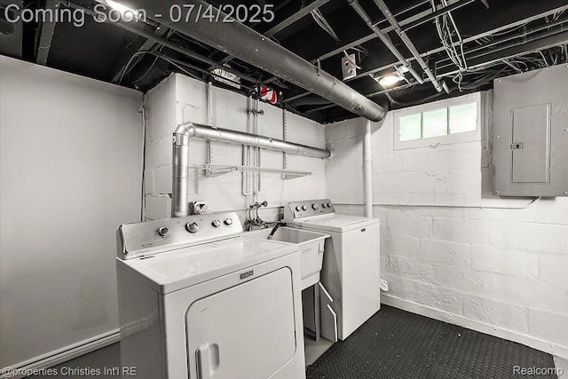 524 Oakland Ave, Birmingham, MI 48009 - laundry area featuring electric panel and washer and clothes dryer