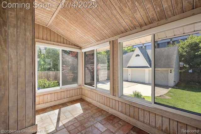 524 Oakland Ave, Birmingham, MI 48009 - unfurnished sunroom featuring vaulted ceiling