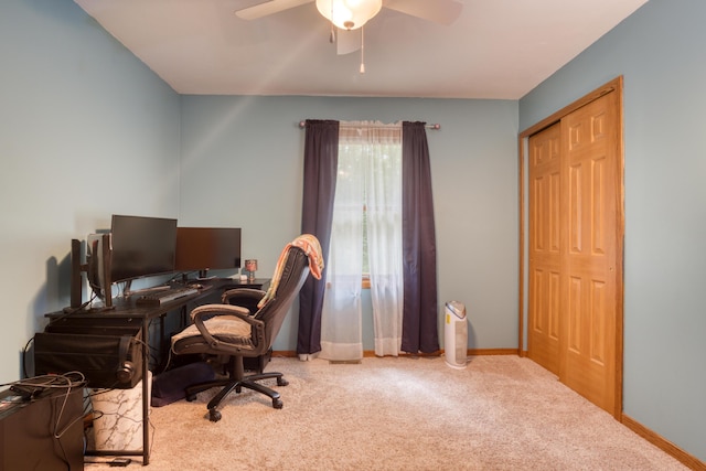 19085 Joslin Cir, Big Rapids, MI 49307 - carpeted home office with ceiling fan and baseboards