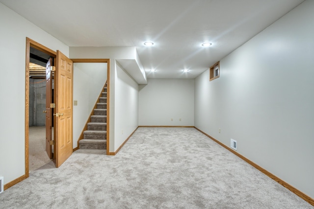 19085 Joslin Cir, Big Rapids, MI 49307 - finished below grade area with carpet flooring, stairway, and recessed lighting