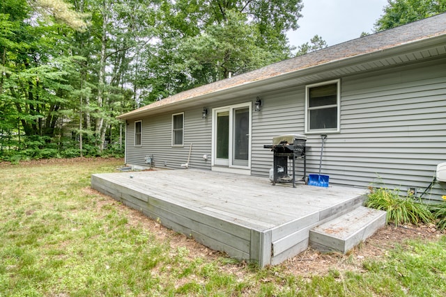 19085 Joslin Cir, Big Rapids, MI 49307 - wooden terrace featuring grilling area and a lawn