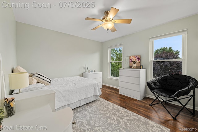 17734 Huron Dr, Macomb, MI 48042 - bedroom with wood finished floors and ceiling fan