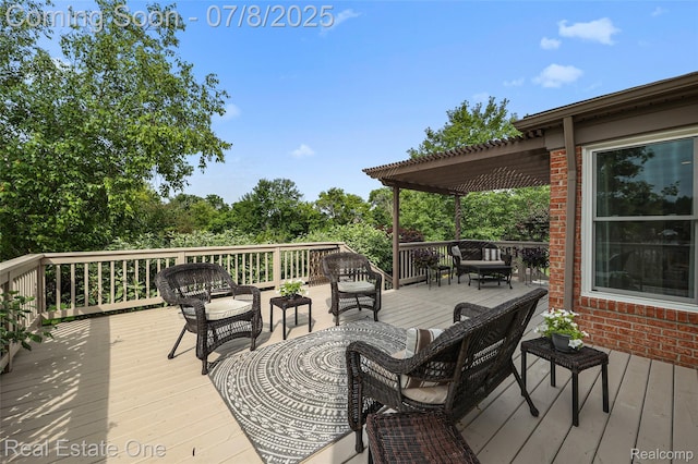 17734 Huron Dr, Macomb, MI 48042 - deck featuring outdoor lounge area and a pergola