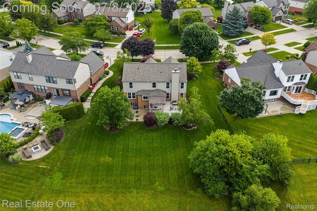 17734 Huron Dr, Macomb, MI 48042 - aerial perspective of suburban area with a pool