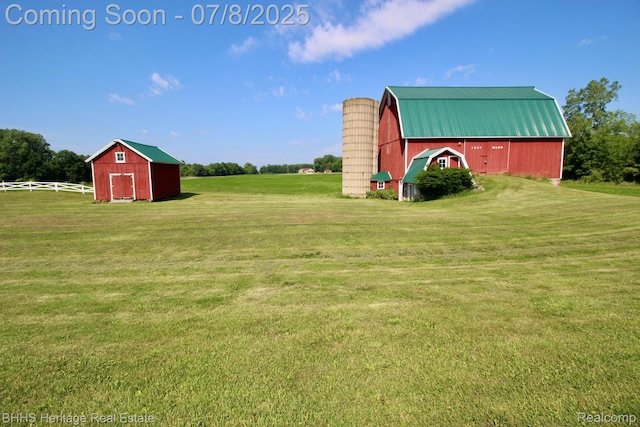 4201 N Burkhart Rd, Howell, MI 48855 - view of yard featuring an outdoor structure and a barn