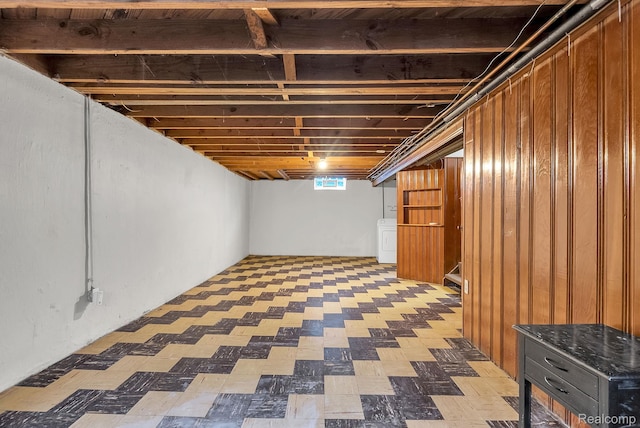 1885 Pelham St, Dearborn, MI 48124 - below grade area featuring tile patterned floors and washer / dryer