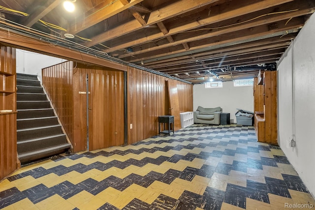 1885 Pelham St, Dearborn, MI 48124 - basement with tile patterned floors and stairway
